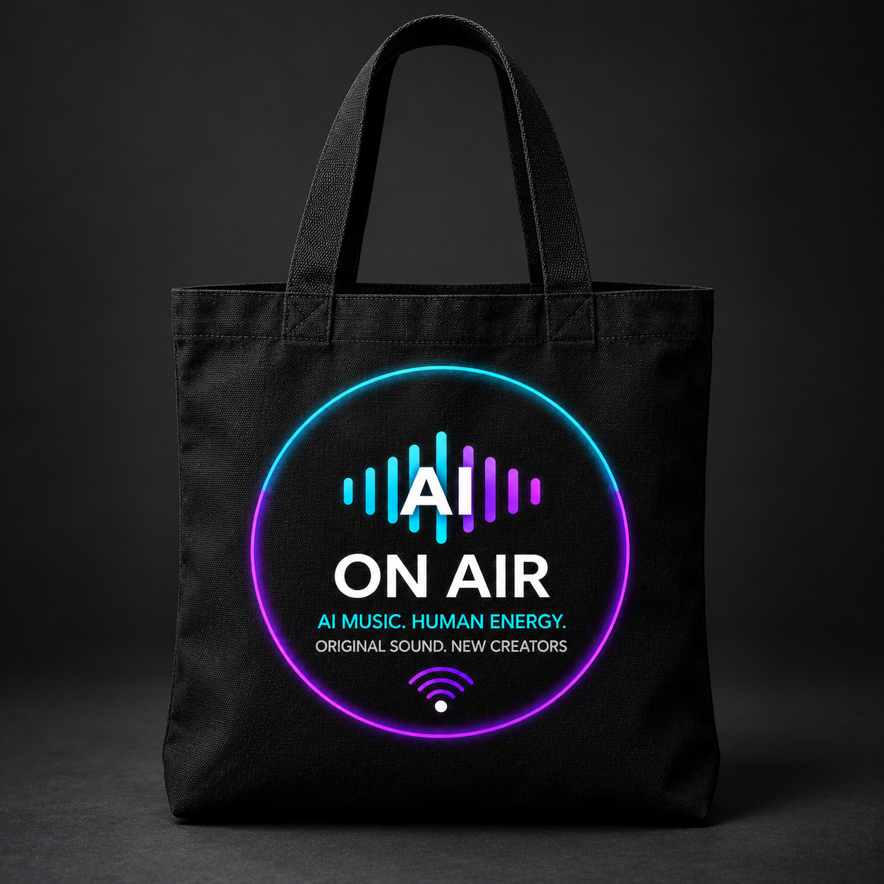 Everyday Tote design mockup with the approved AI On Air logo